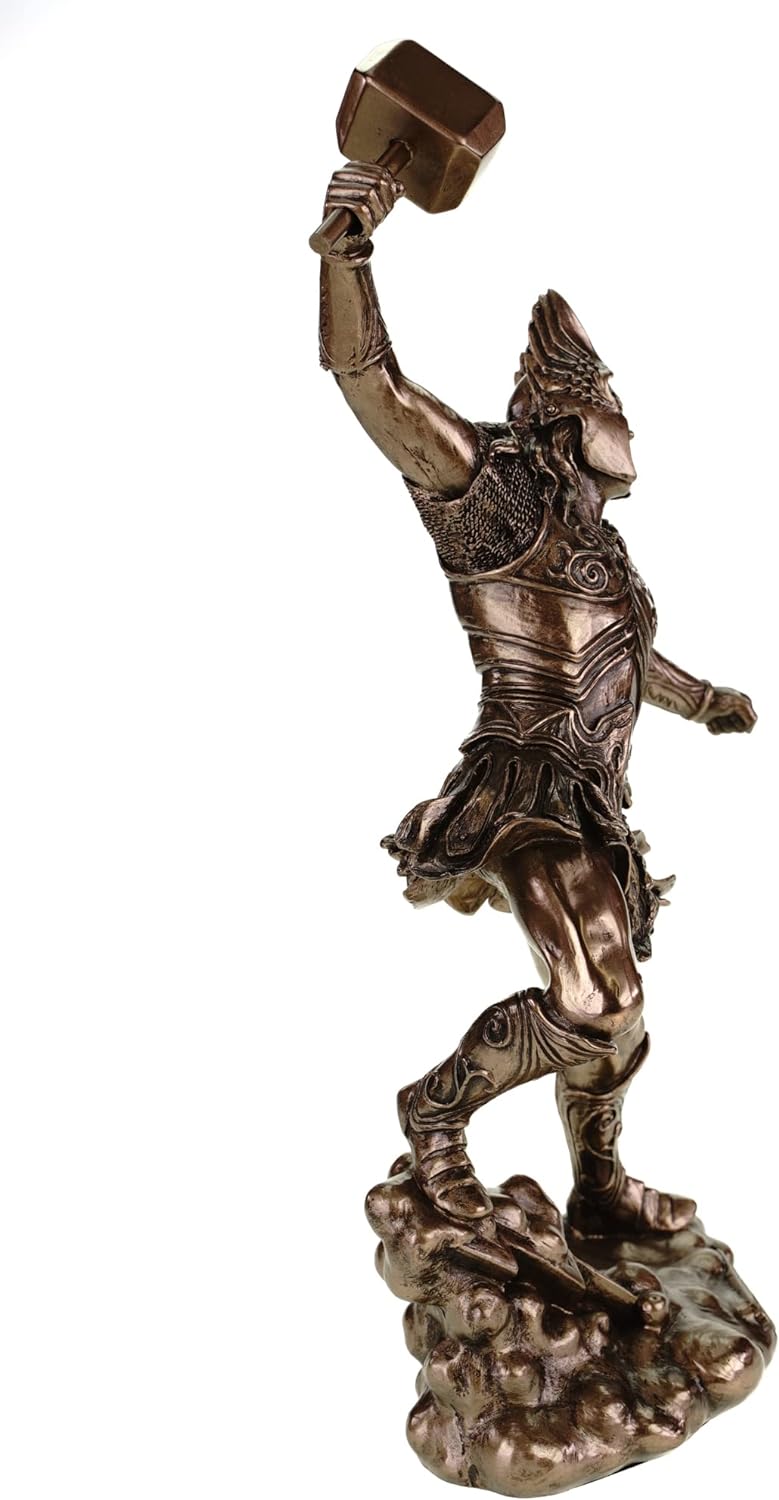 Nordischer Donnergott Thor in Rüstung Gott Figur bronziert Odin Skulptur by Veronese