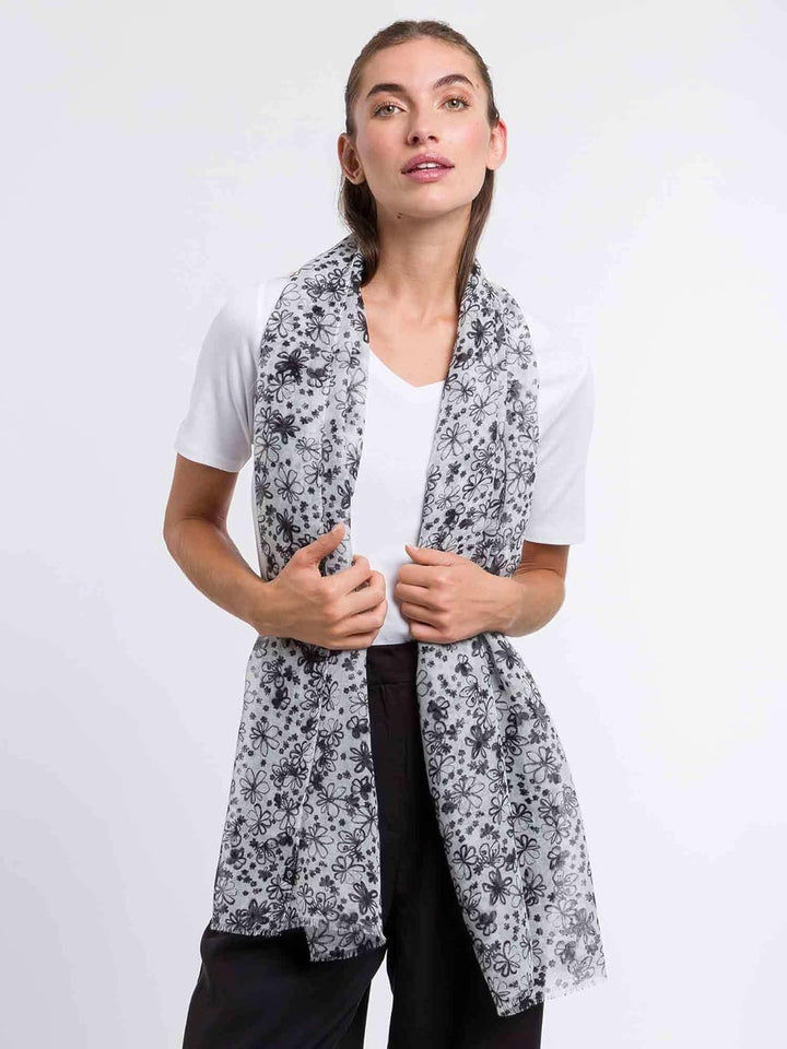 FRAAS Damen Schal mit Blumen-Muster - 50 x 180 cm - nachhaltig aus recyceltem Polyester - Perfekt fü