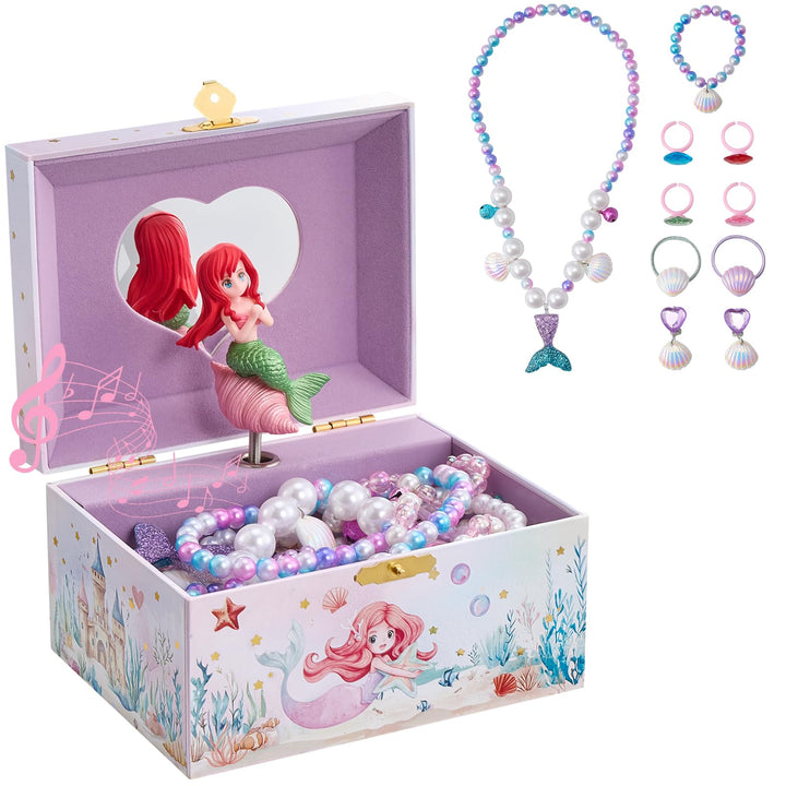 ProCase Kinder Musik Box Schmuckkästchen mit Spieluhr Mermaid, Schmuckschatulle mit Melodie für Mädc