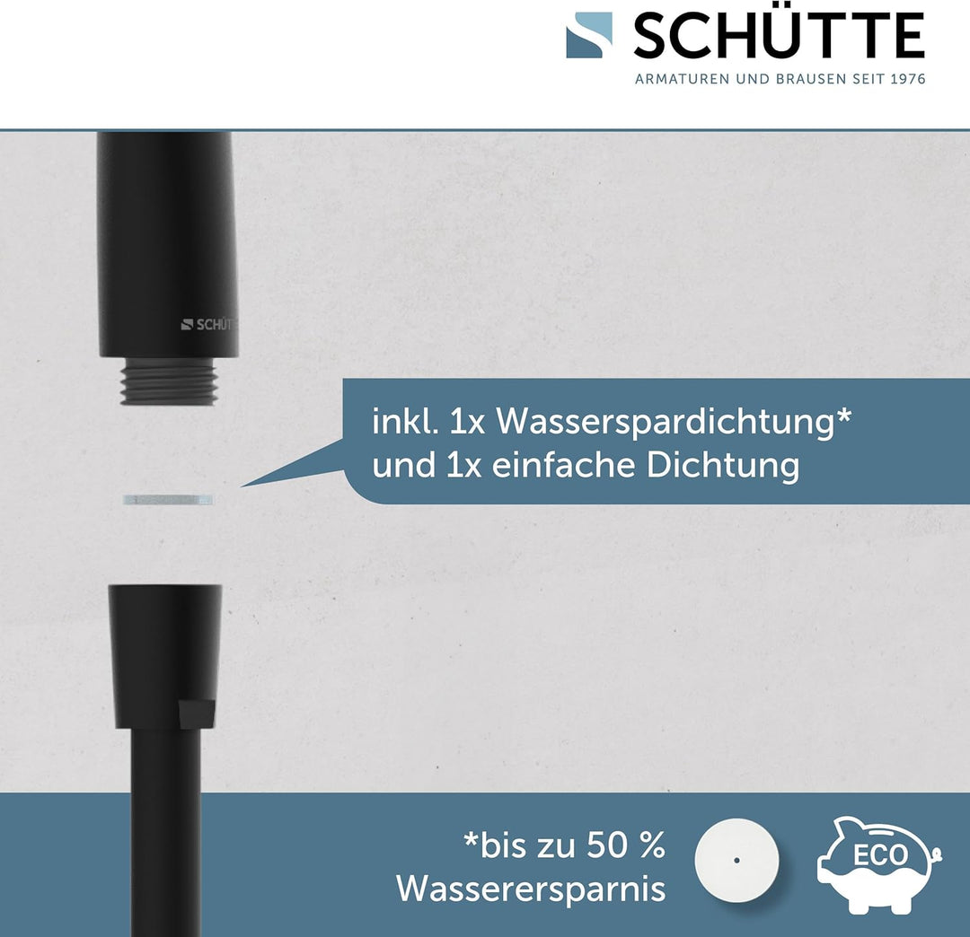 SCHÜTTE RAVEN Brauseschlauch mit Handbrause und Wandhalter | Duschbrause mit 3-fach verstellbarem Du