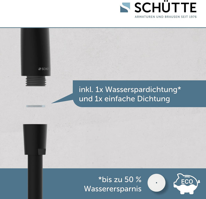 SCHÜTTE RAVEN Brauseschlauch mit Handbrause und Wandhalter | Duschbrause mit 3-fach verstellbarem Du