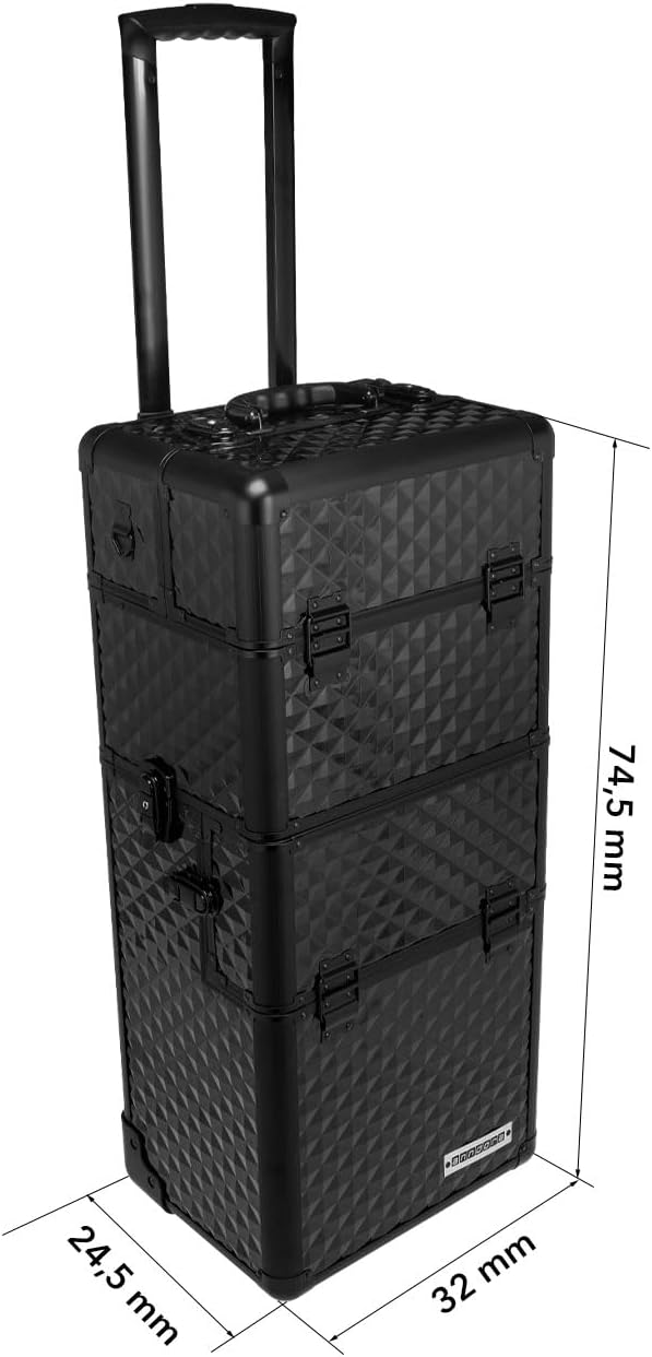 anndora 2 Rad Beauty Trolley 60 Liter Salontrolley Friseurkoffer komplett schwarz Dk: Komplett Schwa