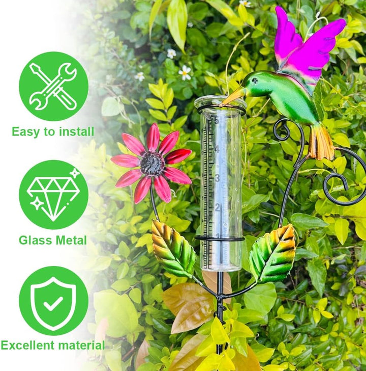 Regenmesser für Garten, Outdoor Regenmesser Glas Regenwassermesser, Niederschlagsmesser, Wetterfeste