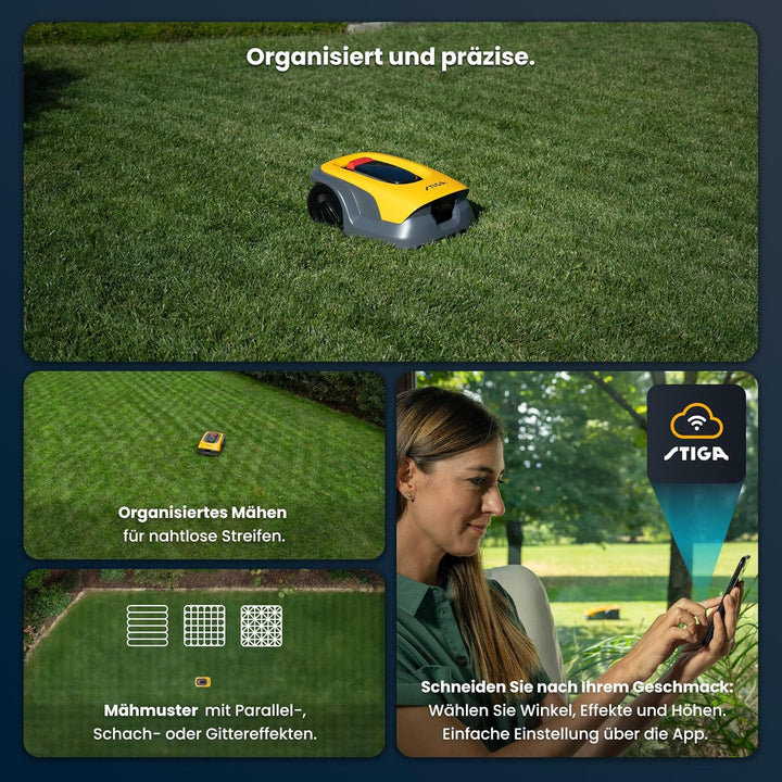 STIGA A1000 Autonomer Rasenmäher Roboter. Mähroboter ohne Begrenzungskabel (max. 1400m2). App-Steuer