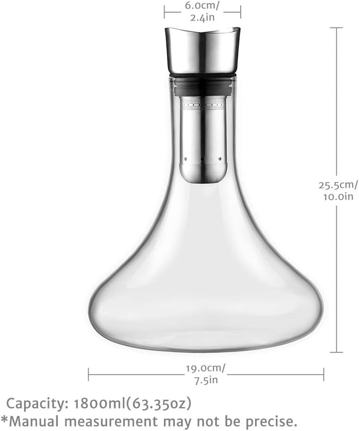 glastal Wein Dekanter Kristallglas Dekantierer mit Eingebautem Aerator Belüften und Filtern, Tropffr