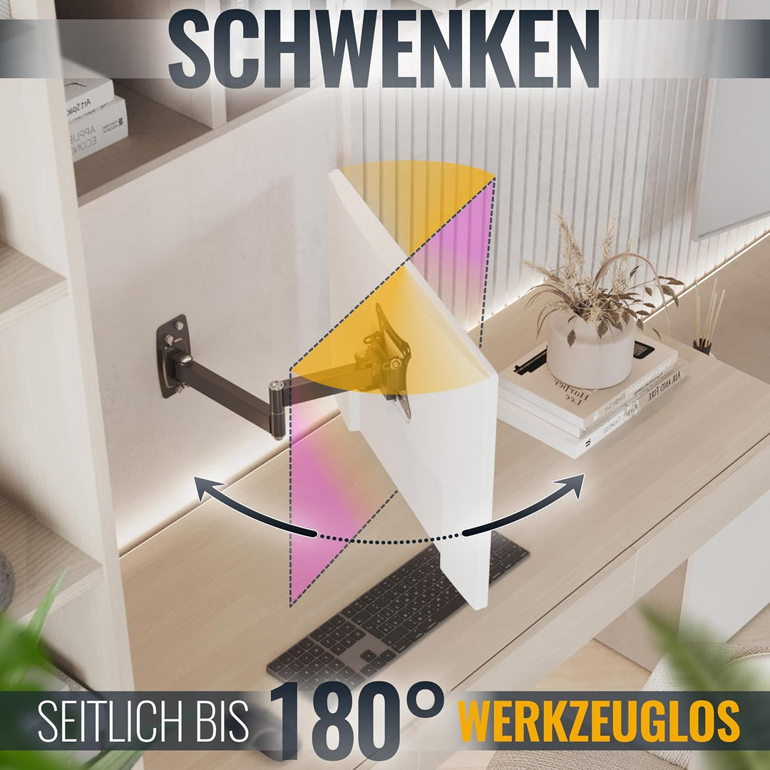 RICOO PC Monitor Wandhalterung Schwenkbar Neigbar für 13-29 Zoll, Halterung Wand S1211, Monitorhalte