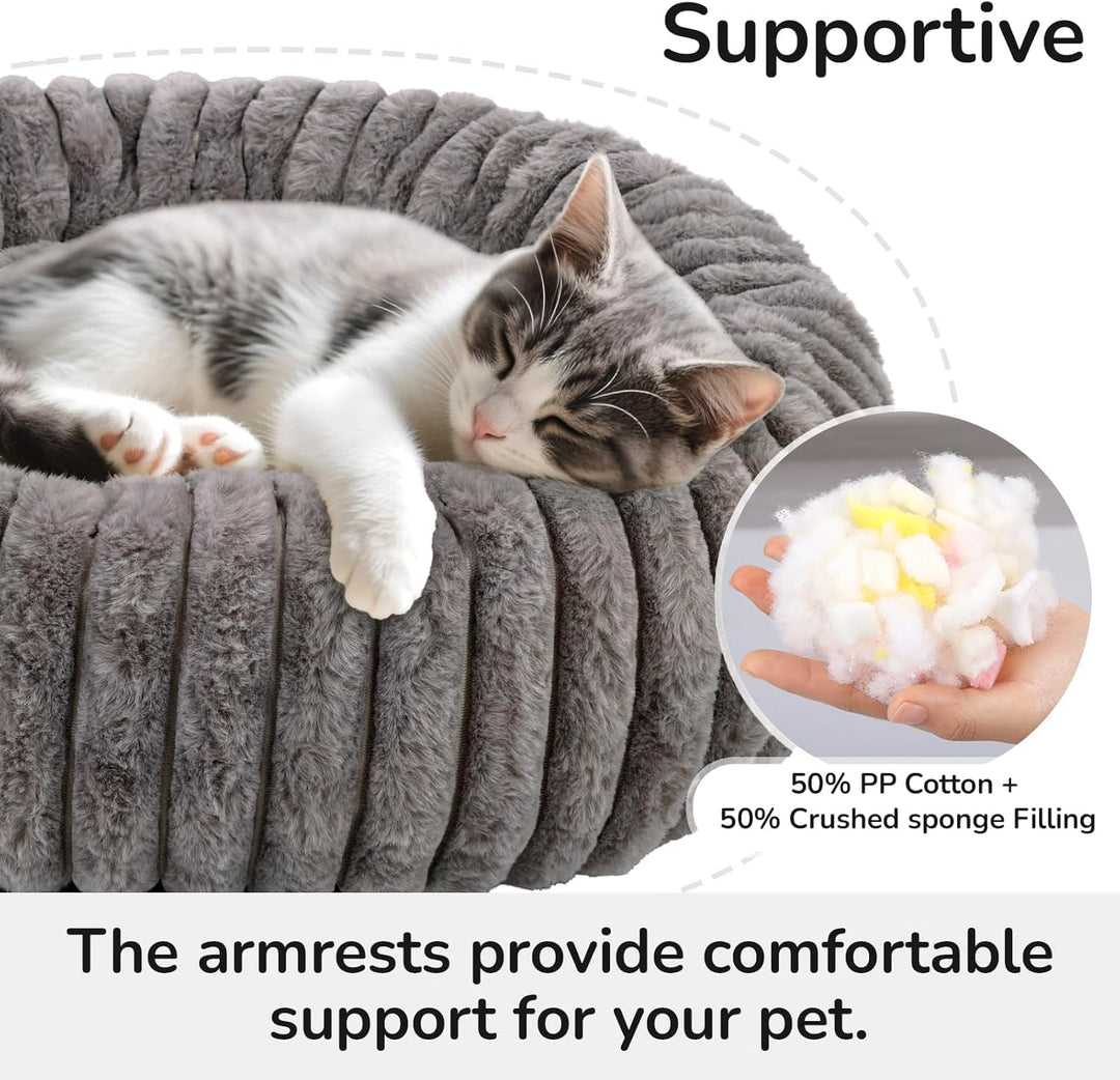 Katzenbett, Rund Katzennest, Donut Haustierbett Tierbett Kleine Hundebett Waschbarer Flauschiges Ind