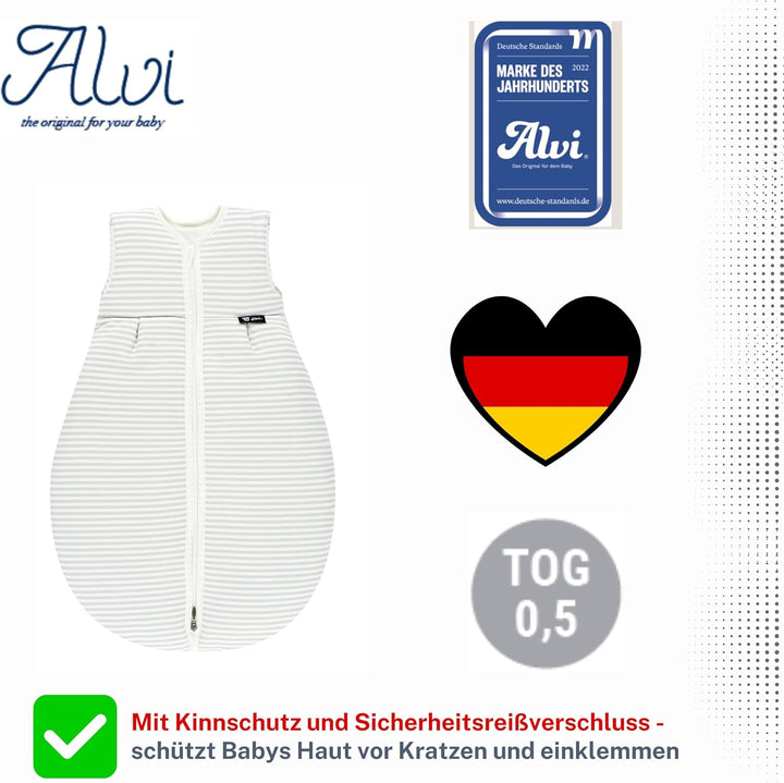 Alvi Schlafsack Baby Mäxchen light I leichter Babyschlafsack ärmellos I Sommerschlafsack Jungen und