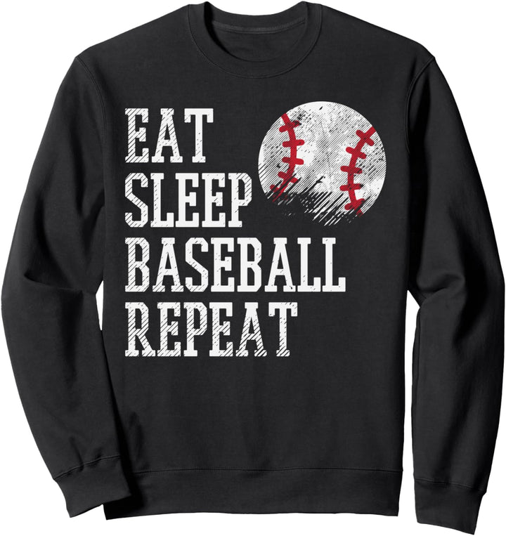 Eat Sleep Baseball Repeat Funny Coach Team Player Men Women Sweatshirt