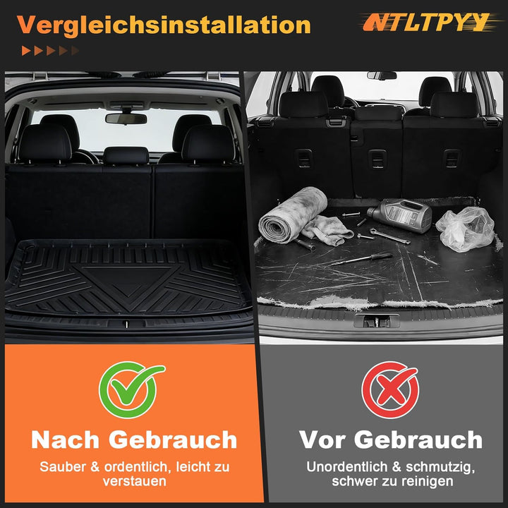 Auto Kofferraummatte für VW T-Cross (C11) 2019-2022, Allwetter Kofferraummatte aus TPE, Wasserdicht