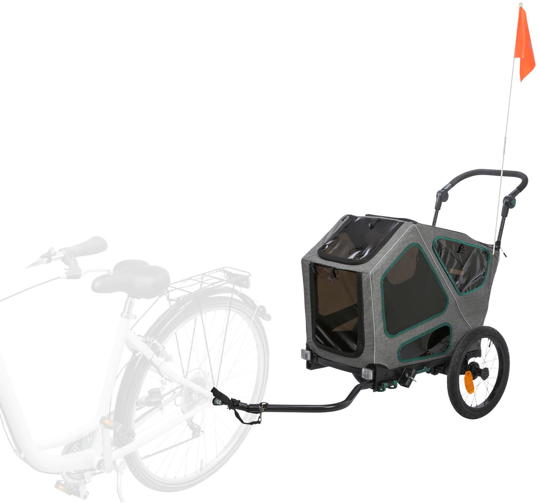 TRIXIE Fahrrad-Anhänger, S: 64 × 92 × 80/130 cm, grau/Salbei, Innenmasse: 41 × 54 × 72 cm bis zu 25