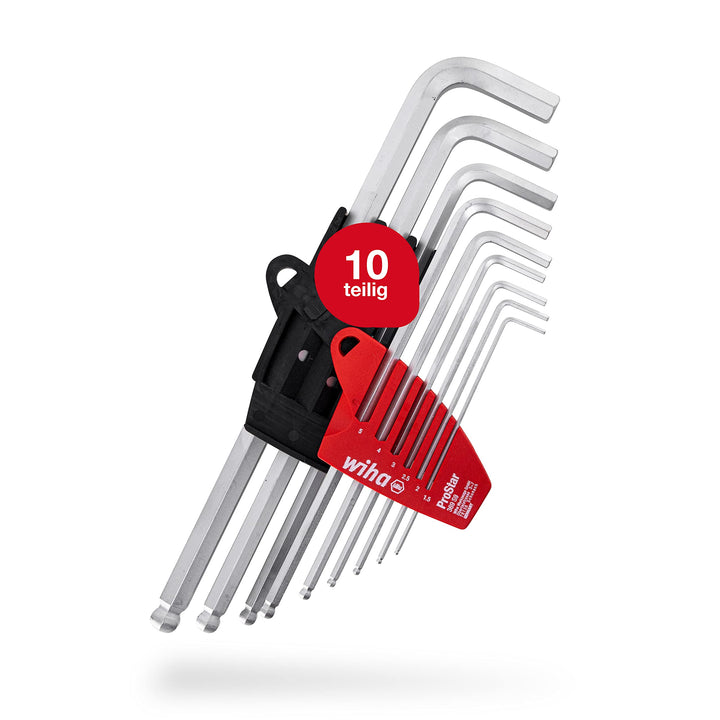 Wiha Stiftschlüssel Set mit ProStar Halter (07192) 9tlg. | Innensechskant Satz mit Kugelkopf | Innen