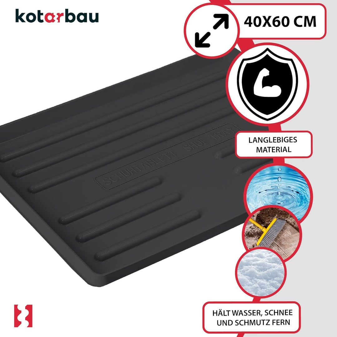 KOTARBAU® Schuhabtropfschale - 60 x 40 cm - Abtropfmatte für nasse Schuhe - Schuhablage für Herbst &amp;
