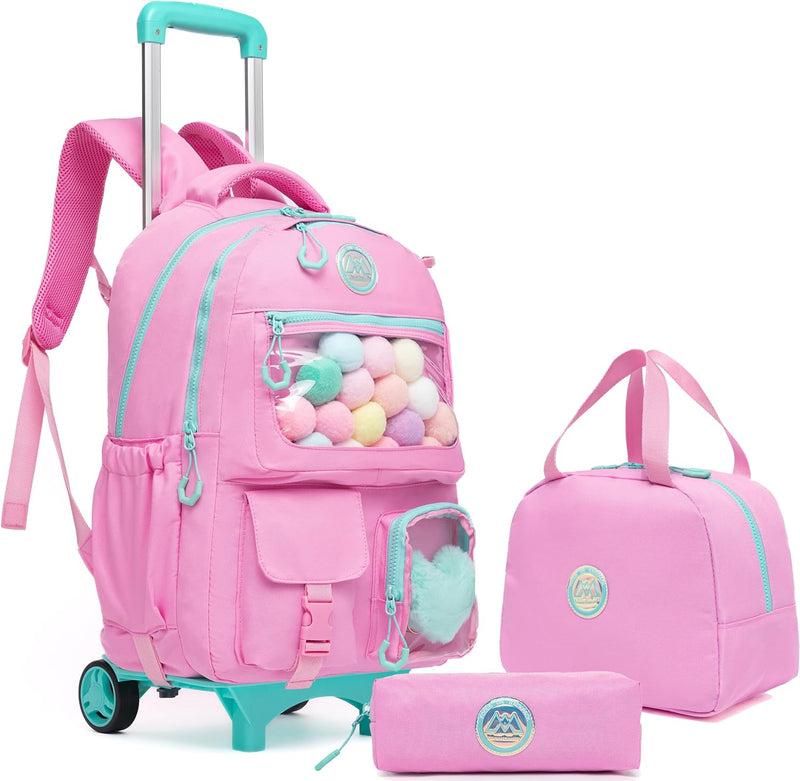 HTgroce Rosa Süsser Kinder Trolley Rucksack Schultasche Schulranzen Mädchen schultrolleys Schulrucks