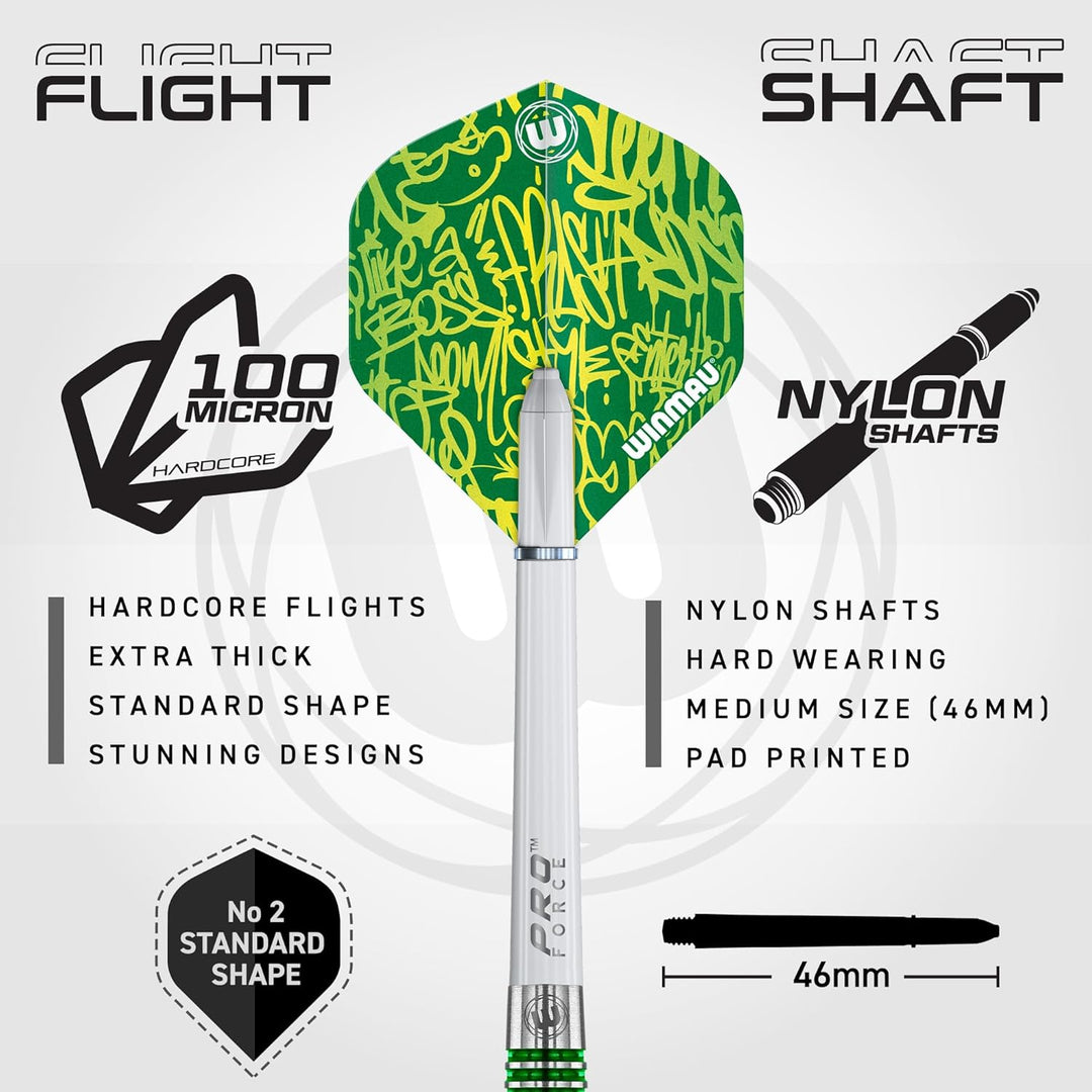WINMAU Advance 500 Series Dartpfeile mit dartflüge und Dart stiele 22G Grün, 22G Grün