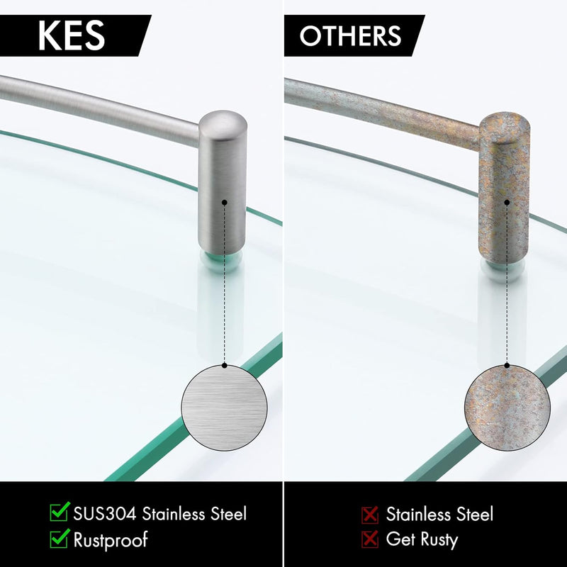KES Eckregal Glas Duschablage Glasregal Duschregal Glasregal Glasablage für Badezimmer Wandregal Ede
