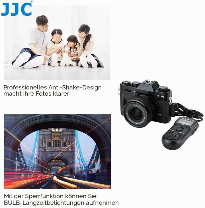 JJC Timer Fernbedienung mit Stativ Halter Klemme für Fujifilm XH2 X-H2S GFX100 X-T5 X-T4 X-T3 X-T30I