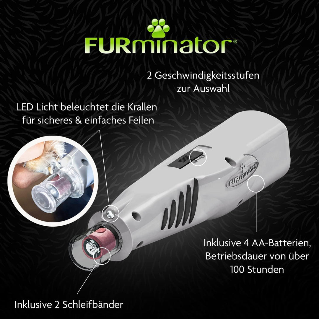 FURminator Krallenschleifer für Hunde und Katzen | Schnurloser Nagelschleifer | mit LED-Licht | mit