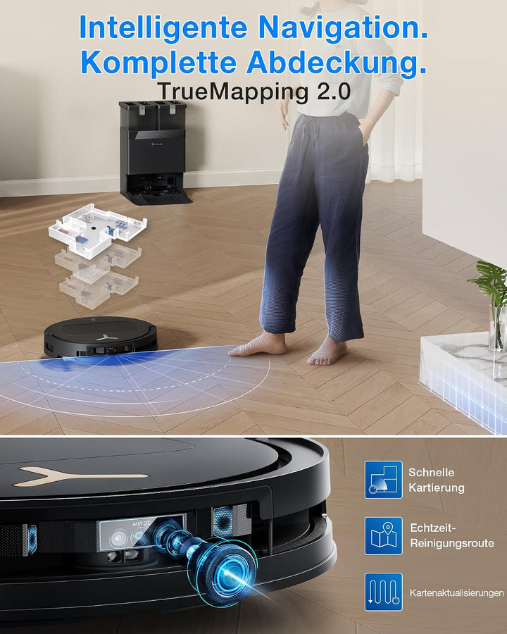 ECOVACS DEEBOT T50 PRO Omni Gen3 Saugroboter mit Wischfunktion, 25.000 Pa, AIVI 3D 3.0, autom. Zugab