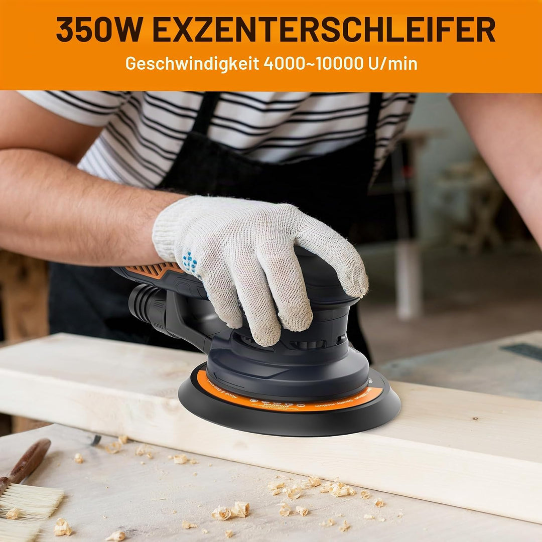 MAXXT Bürstenlos Orbital-Schleifer für 6-Zoll-Papiere, Elektro-Random-Orbital-Schleifer mit 10000 U/