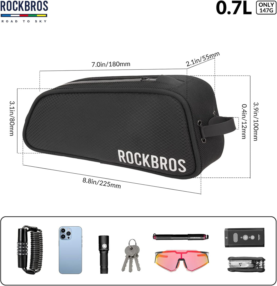 ROCKBROS Road-to-Sky Fahrrad Rahmentasche Wasserabweisend Oberrohrtasche 0,7L Reflektierend Fahrradt