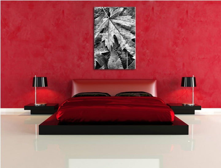 Pixxprint Monocrome, Bunte Herbstblätter, Format: 100x70 auf Leinwand, 100x70