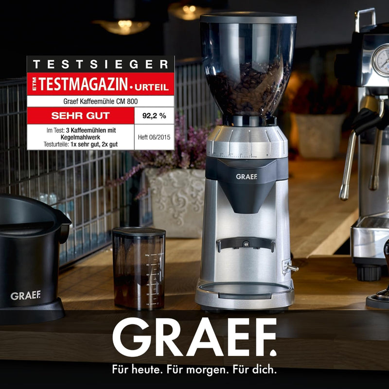 Graef Kaffeemühle CM 800,128W,‎350 Gramm, 23 x 13.2 x 38.5 cm, Silber Single, Single