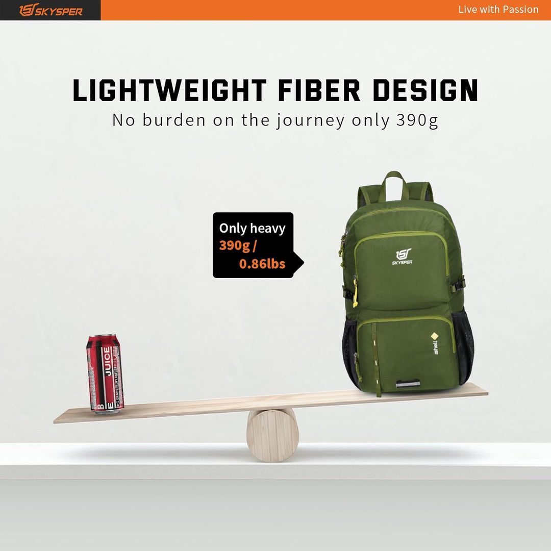 SKYSPER Ultraleichter Faltbarer Rucksack mit Nassfach - Wasserfest und Verstaubarer Daypack für Wand