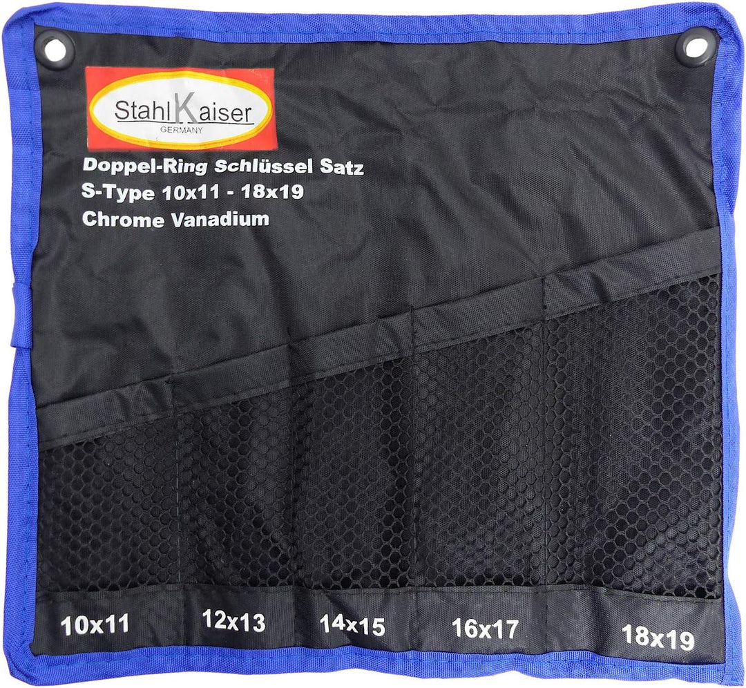 Doppelringschlüssel Satz 5 tlg S-Form 10-19 mm Ringschlüssel gebogen Zwölfkant