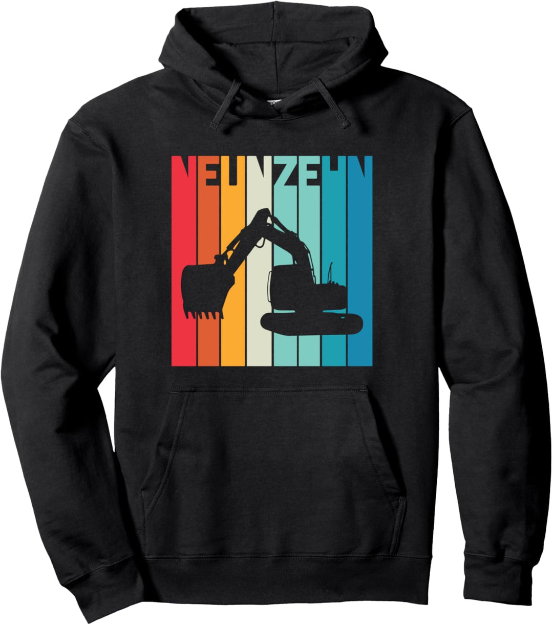 19. Geburtstag Retro Bagger Junge Baustelle Bauarbeiter Pullover Hoodie