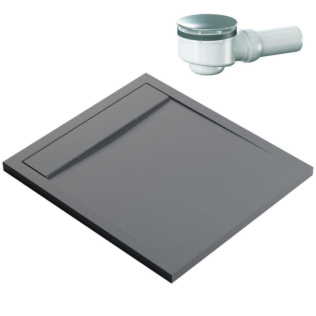 Bernstein Duschtasse New York 90x120 cm Betonoptik, Flache Duschwanne in Steinoptik, Rechteckiges Du