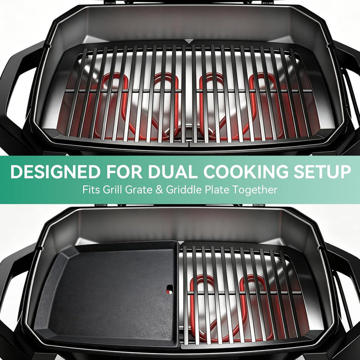 38,6 x 24 cm Gusseisen Grillplatte für Weber Pulse 2000 Elektrogrill, Grillpfanne Plancha Ersatz für