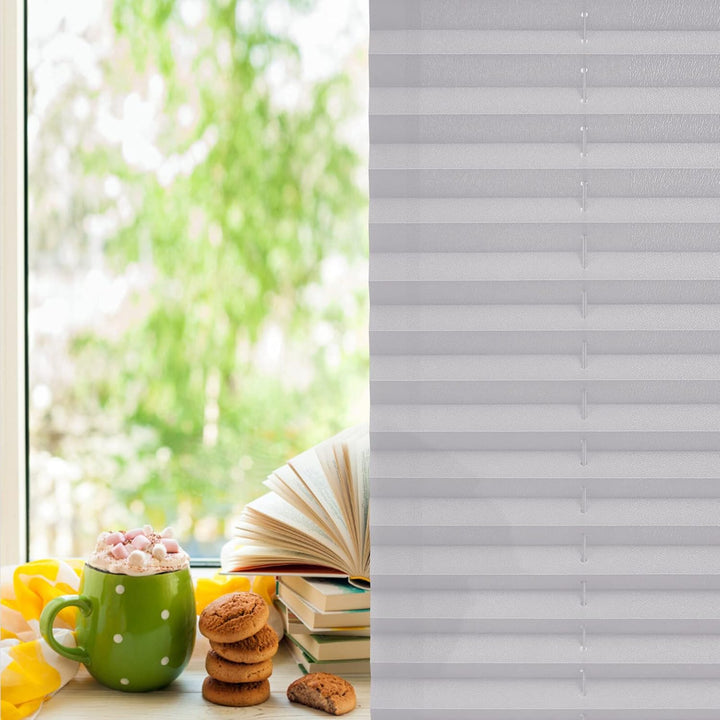 Buseu Plissee Klemmfix 35x80cm(BXH) Hellgrau Easyfix Faltrollo ohne Bohren Lichtdurchlässig Rollos f