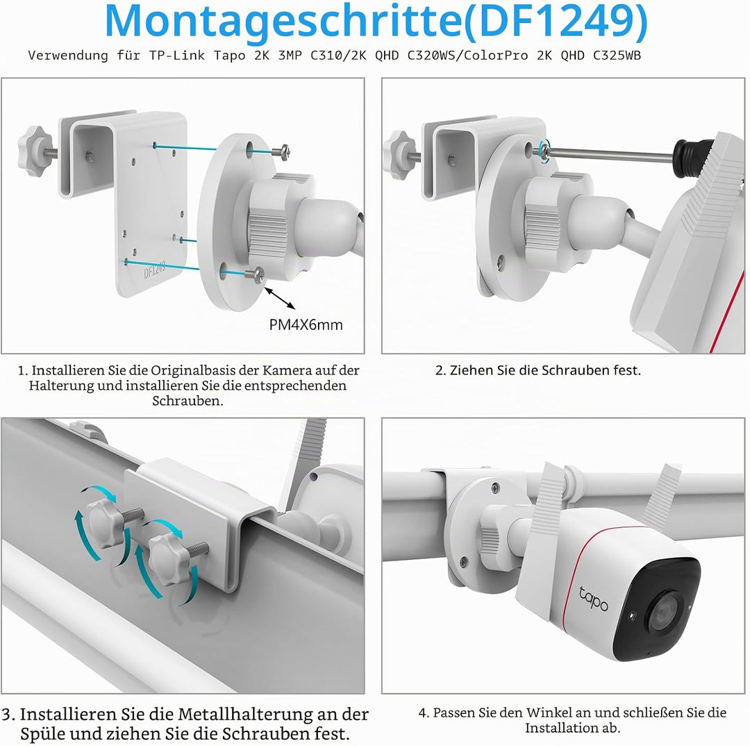 Dachrinnenhalterung für TP-Link Tapo C310/C320WS/C325WB Überwachungskamera Aussen &amp; DEKCO 2K/3MP Übe
