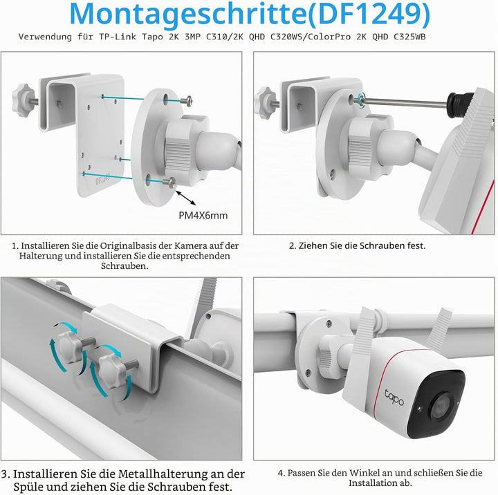Dachrinnenhalterung für TP-Link Tapo C310/C320WS/C325WB Überwachungskamera Aussen &amp; DEKCO 2K/3MP Übe