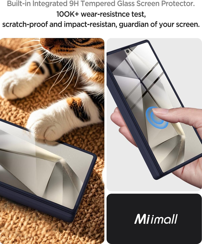 Miimall Kompatibel mit Samsung Galaxy Z Fold 6 Hülle mit S-Pen Slot+Scharnierschutz, Fold 6 Hülle mi