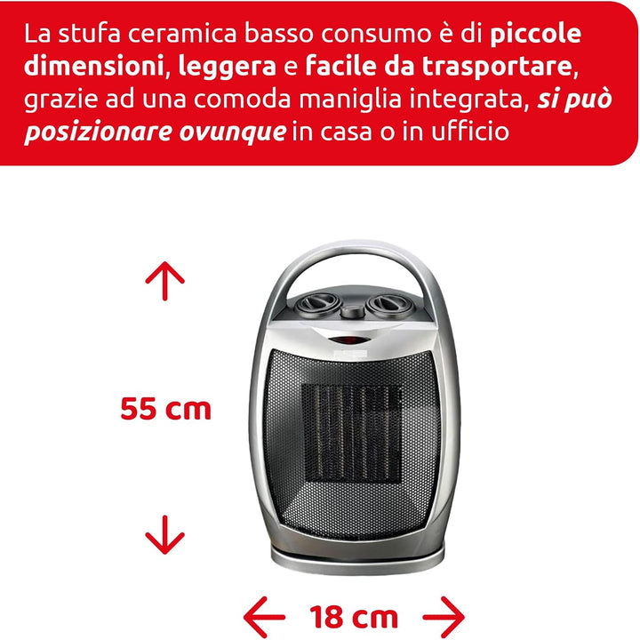 Melchioni Family CALIDO, Termoventilatore ceramico, Oscillazione automatica, 1500W, Protezione contr