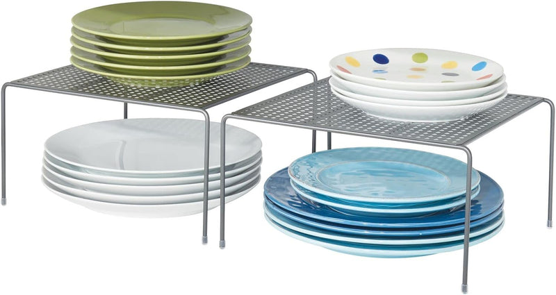 mDesign 2er-Set Geschirrablage für die Küche – freistehendes Tellerregal aus Metall – kleines Küchen