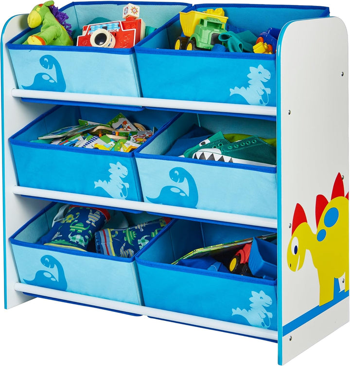 Worlds Apart Dinosaurier - Regal zur Spielzeugaufbewahrung mit sechs Kisten für Kinder, 60.0x63.5x30