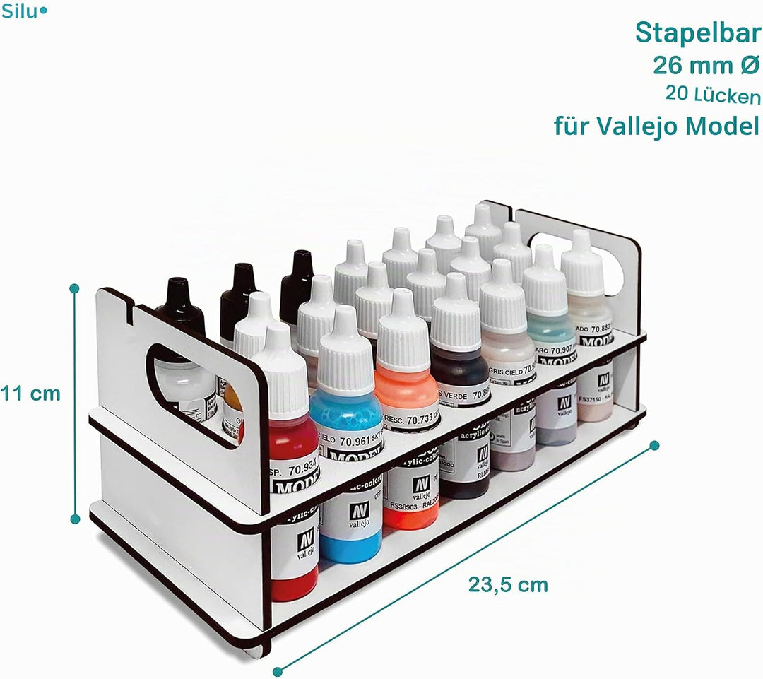 Silu- Paint Station für Vallejo Acrylfarben, Army Painter, Stapelbarer Kanister Organizer 17/18 ml,