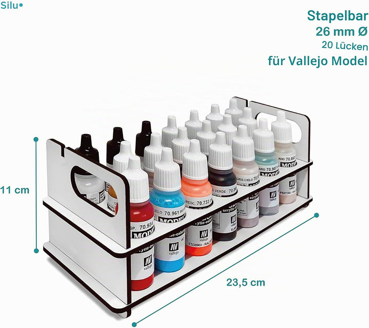 Silu- Paint Station für Vallejo Acrylfarben, Army Painter, Stapelbarer Kanister Organizer 17/18 ml,