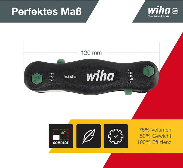 Wiha Multitool PocketStar® TORX 8-tlg., per Tastendruck schneller Zugriff, als Längs- und Quergriff