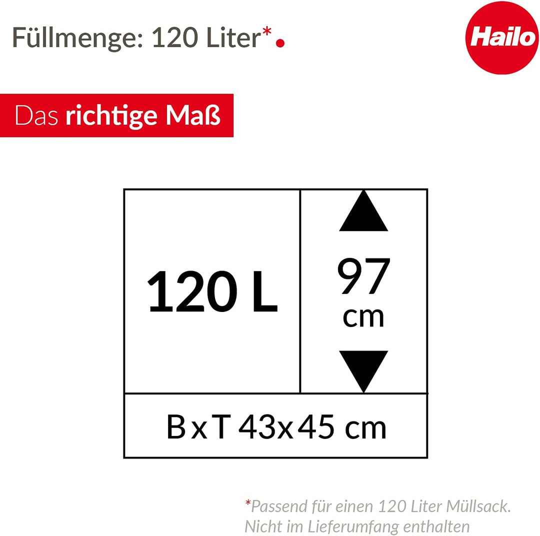 Hailo ProfiLine MSS XXXL Mülltrenn-System - inklusive Rollen - Stabiler 120 Liter Müllsackhalter - A