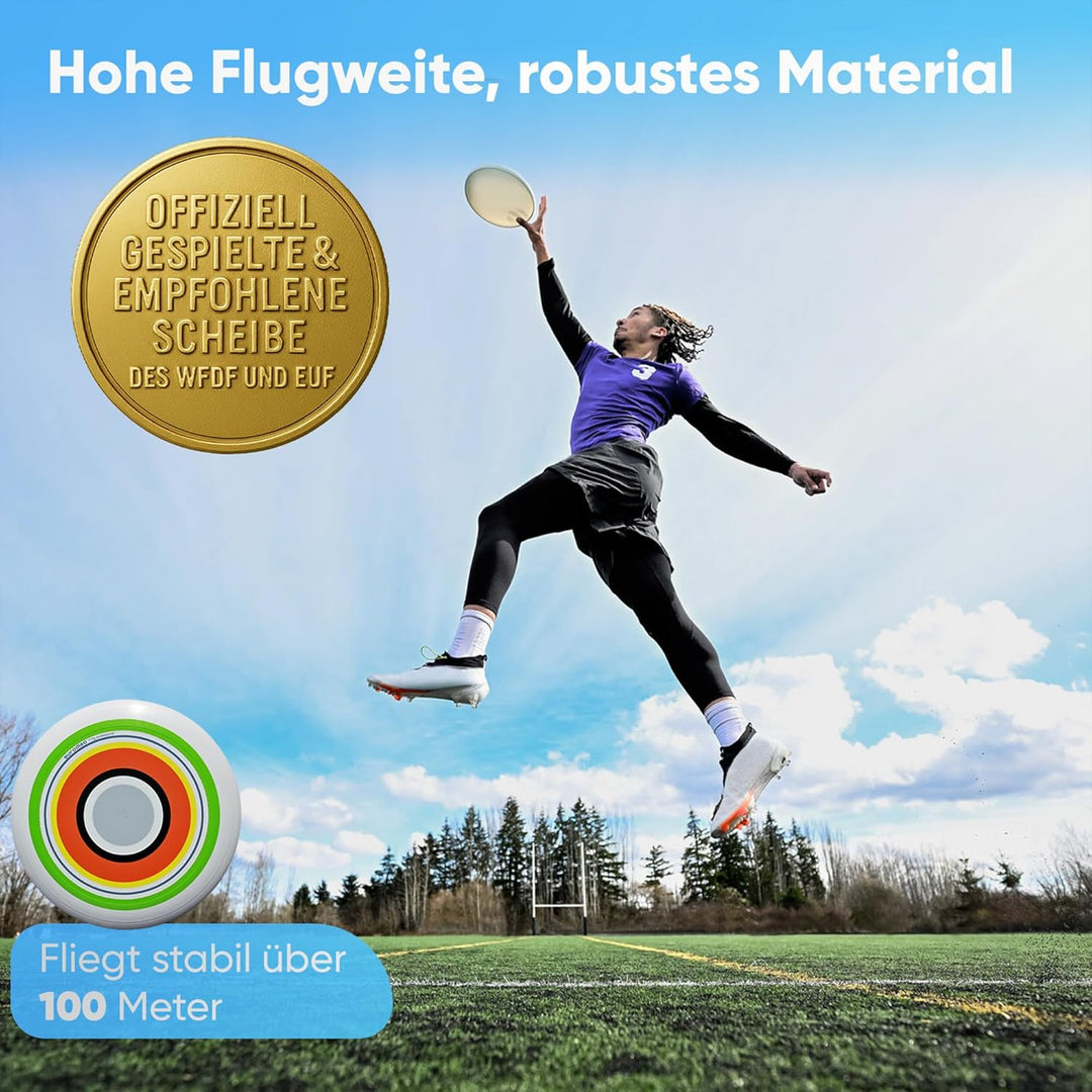 eurodisc 175g Ultimate Profi Wettkampfscheibe – Sportfrisbee mit Stabiler Flugbahn über 100 m, aus n
