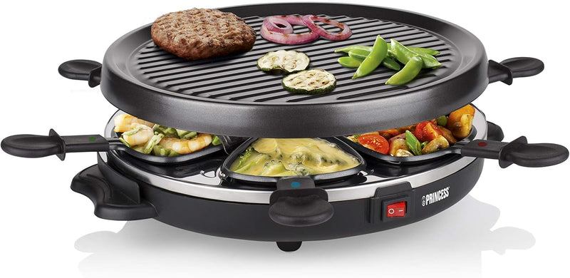 Princess 162725 Raclette und Antihaftbeschichtung Grill-Set für 6 Personen, 800