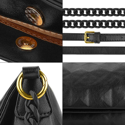 Linkidea Geometrische Crossbody-Taschen für Damen, veganes Leder Schultergeldbörsen, schwarze Clutch