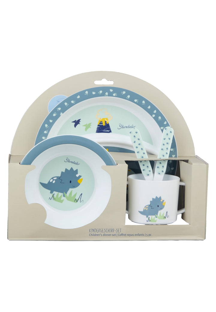 Sterntaler Geschirrset Dino Rexi - Baby und Kinder Geschirr mit rutschfestem Sockel an Teller, Tasse