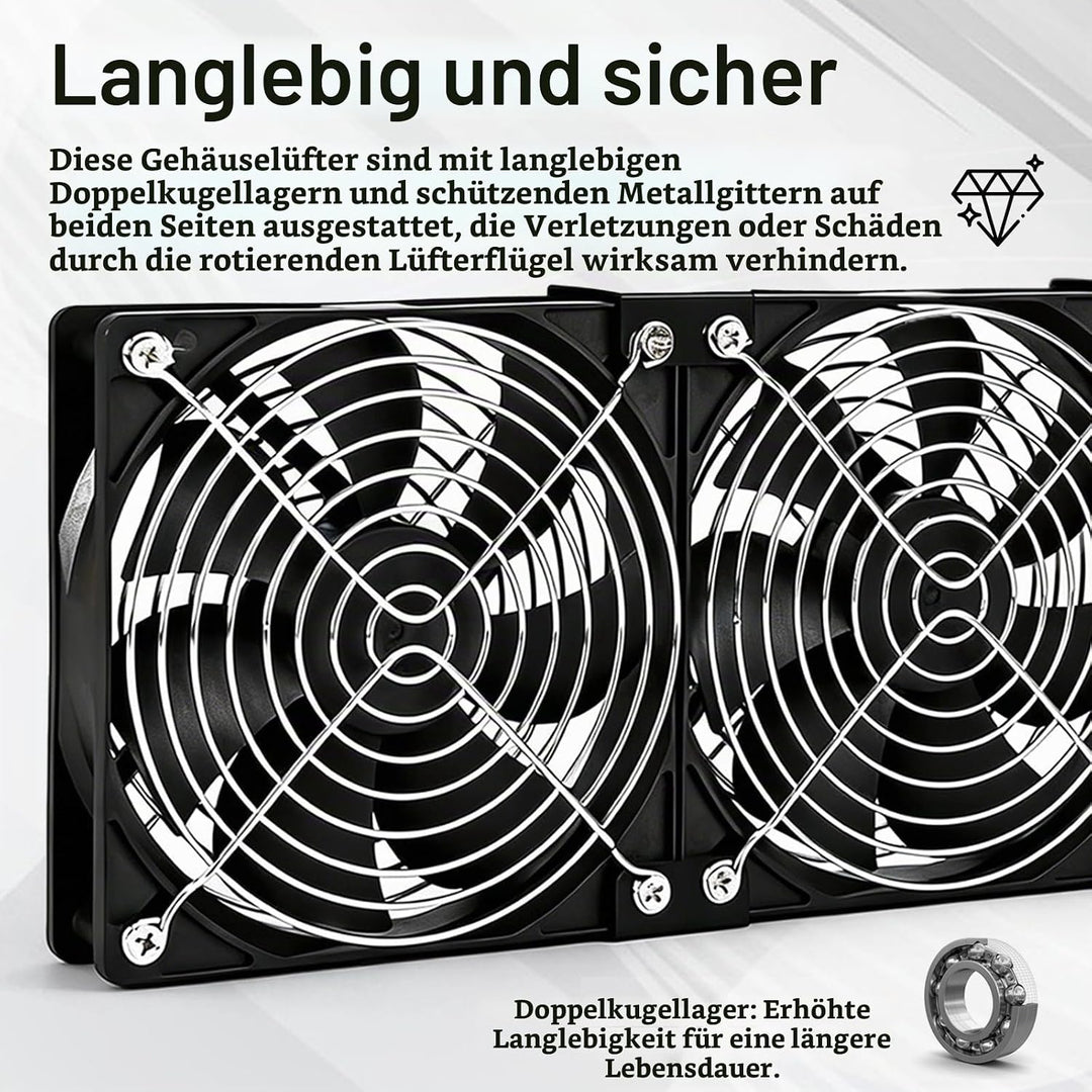 Lüfter, 120mm Gehäuselüfter 230V mit Drehzahlregler und Netzstecker Gehäuse Lüfter 3000 U/min Kühler