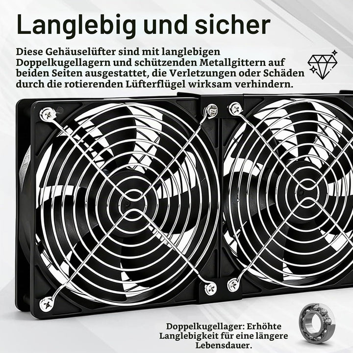 Lüfter, 120mm Gehäuselüfter 230V mit Drehzahlregler und Netzstecker Gehäuse Lüfter 3000 U/min Kühler