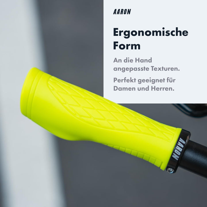 AARON Fit Fahrradgriffe mit dämpfender Auflagefläche - ergonomische Lenkergriffe aus rutschfestem Gu